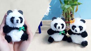 how to make Panda with wool | Diy panda | diy panda out of Pompom | diy woolen craft