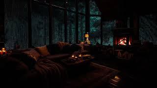 Cozy Attic Room Ambience with Rain Sounds at midnight in Night Forest - Rain for Insomnia Symptoms