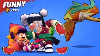 FUNNY POSE of Moon Guardian Crow | Samurai Kenji kiss Amber | Brawl Stars