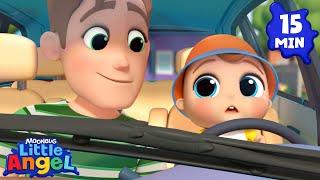 Super Dad Song - Learn to Drive | 15 MIN LOOP | Little Angel | Kids Songs and Nursery Rhymes