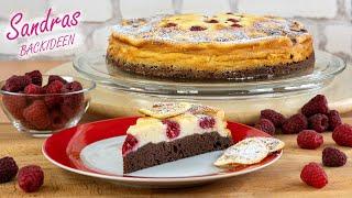 Quarkkuchen mit Himbeeren und Schokoboden - lecker und leicht nachgemacht / Himbeer Schmand Kuchen