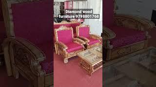 5 Seater Wooden Sofa set with Table | Full sagwan wood sofa design