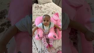 My 6 Month Baby loves her New Toy - Pink Elephant for Sitting, Playing & Sleeping | Baby Toy Review