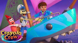 Skeleton's Colorful Shark Ship Journey! | Crayola Crew | Fun Imagination Cartoons & Stories for Kids