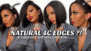 OMG! it's 𝐑𝐄𝐀𝐋? AFFORDABLE Kinky Straight BOB 4C Natural Edges! NO 𝐁𝐀𝐋𝐃 𝐂𝐀𝐏  No GLUE  OMGHerHair