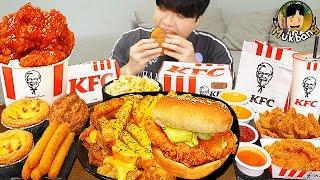 ASMR MUKBANG KFC 양념 치킨먹방! 치즈 햄버거 치즈스틱 후라이드치킨 & 레시피 CRISPY FRIED CHICKEN CHEESE BURGER EATING SOUND!