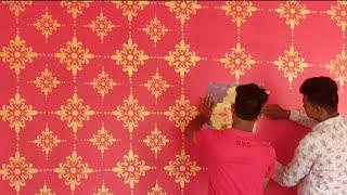 new stencil wall painting || asian paint stencil design || Stencil art || latest wall texture