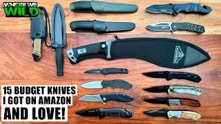 15 BUDGET KNIVES I GOT ON AMAZON AND LOVE! - Camping, Hiking, Fishing, Survival & Everyday Carry