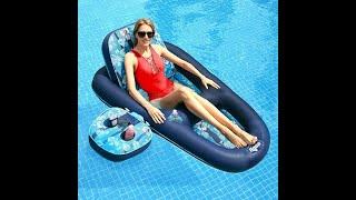 Aqua 2 in 1 Pool Float Lounger- Recliner and Tanner swimming Pool Lounger w Drink Holder Float