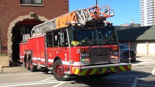 Chicago Fire Department Truck 2 responding for EMS call person with chest pain in Downtown Chicago