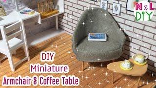 DIY Miniature Armchair and Coffee Table | How to make an Armchair & Coffee Table for Dollhouse