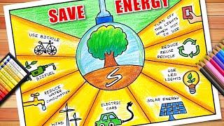 Save Energy Drawing | Energy Conservation Poster | What can I do to protect the Environment Drawing