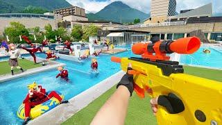 Nerf War | Water Park & SPA Battle 22 (Nerf First Person Shooter)