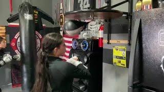 Lizbeth Garcia hitting the speed bag