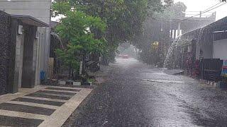 Walking in the Powerfull of Heavy Rain in Suburbs | Rain sounds for Sleep and Study.