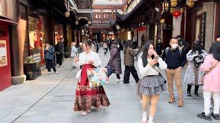  SHANGHAI WALKING TOUR, YU GARDEN, CHINESE STREET FOOD, SHANGHAI TOURIST ATTRACTIONS, 4K HDR