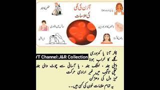 Iron ki kami ki Alamat/iron deficiency Anenia symptoms in urdu Health and care #shorts