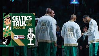 Postgame Pod: C's raise Banner 18, tie NBA 3-pt record in Opening Night rout | Celtics talk Podcast