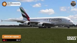 Emirates Airbus A380 Landing With a 12knt Crosswind into Christchurch Airport, New Zealand!