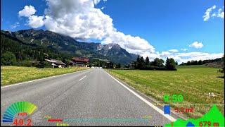 60 minute Indoor Cycling Workout Kitzbühl Austria Alps mph Display 4K Video