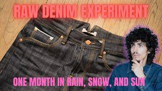 LEAVING RAW SELVEDGE DENIM JEANS IN RAIN, SNOW, & SUN FOR A MONTH?! | Raw Denim Experiment, Pt.1