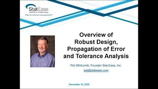 Overview of Robust Design, Propagation of Error, and Tolerance Analysis