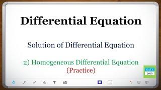 Differential Equation (GATE): Homogeneous Equation (Practice)