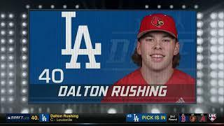 The Dodgers' first pick is Louisville catcher Dalton Rushing #MLBDraft #DaltonRushing