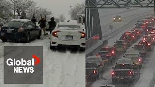 BC storm: Cars pile up on roads as snow batters Metro Vancouver