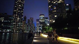 [4K] Canary Wharf at Night | London Walk