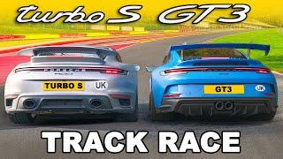 Porsche 911 Turbo S v 911 GT3: TRACK RACE