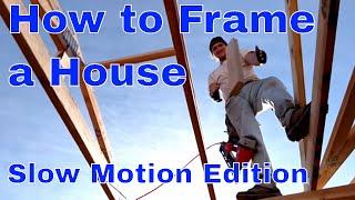 Framing a house (slow motion)