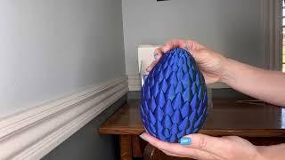 Dragon Egg w/ Flexible Pearly Sheen Dragon, 3D Printed Gift Toy, 12” Green & Blue Dragon