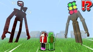 JJ and Mikey in SIREN HEAD vs TRAFFIC LIGHT HEAD CHALLENGE in Minecraft / Maizen Minecraft