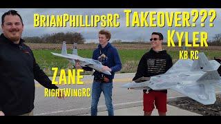 Subscriber Special - BrianPhillipsRC Takeover?!? - Kyler's F22 + Zane's F15 - Windy Formation Flight