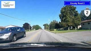 4K Driving Tour - Northumberland (Ontario) Highway2 Cobourg to Brighton