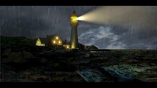  Thunderstorm At Sea Sounds and Lighthouse - Stormy Sea Ambience, Wave Sounds 10 hours