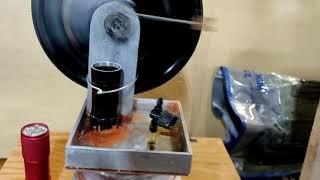 Stirling engine with epoxy piston, flashlight cylinder