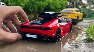 Off roading with Lamborghini Huracan Supercar v Lamborghini Urus SUV 1:18 Scale | Diecast Model Cars