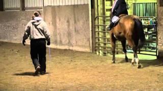 Philip learning to ride a horse.