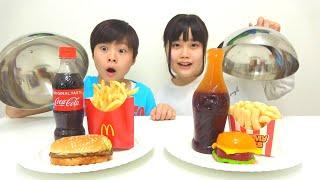 REAL FOOD VS GUMMY FOOD CHALLENGE Hamburger cola KidsLine