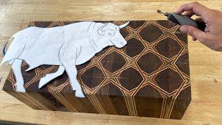 I Carved this Patterned Block Into a Bull