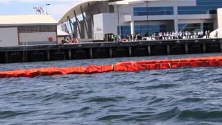 Demonstration of the Expandi Self inflatable oil spill boom - with animation