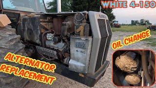 WHITE 4-150 alternator replacement and oil change