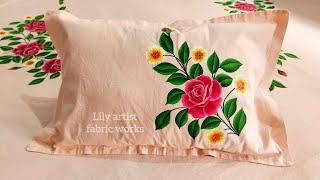 Bedsheet pillow cover painting                 Tutorial Pillow Cover Painting