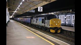 37688 thrashes through Newton Abbot with 4 x Slam door Mk3 coaches for scrap   24/11/22