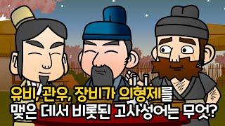 도원결의 桃園結義 | 만화 고사성어 | 쉽게 배우는 사자성어 이야기 | 유비, 관우, 장비 | 깨비한자