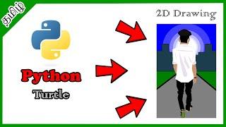 Boy 2D Animation Drawing and Add music in Python Turtle Graphics - Explain in Tamil