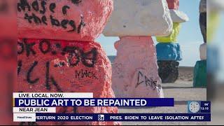 Graffiti removal and repainting scheduled for Seven Magic Mountains