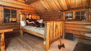 Building A MASSIVE Bed Alone In The Log Cabin